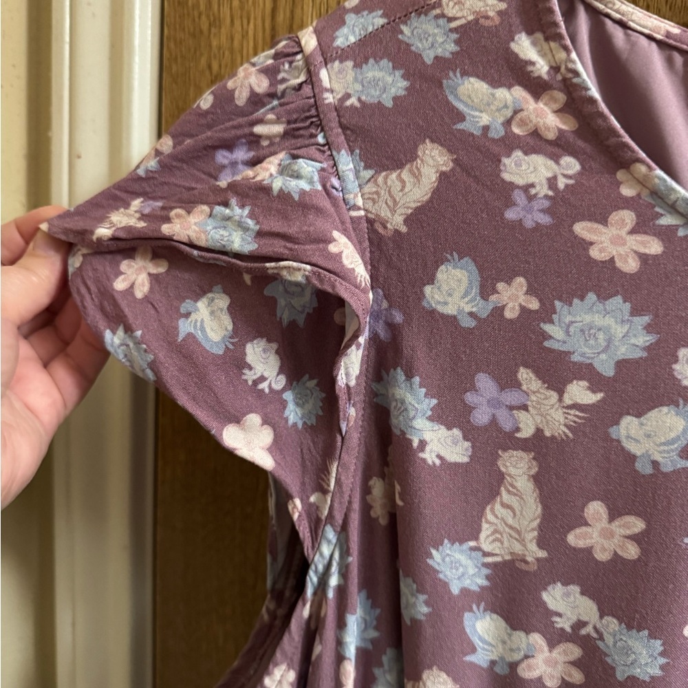 Her Universe Disney Princess Floral Sidekicks Allover Print Dress Purple Size 2 - Picture 3 of 14